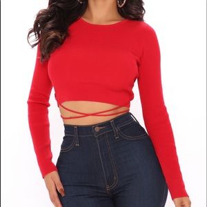 Red crop top sweater